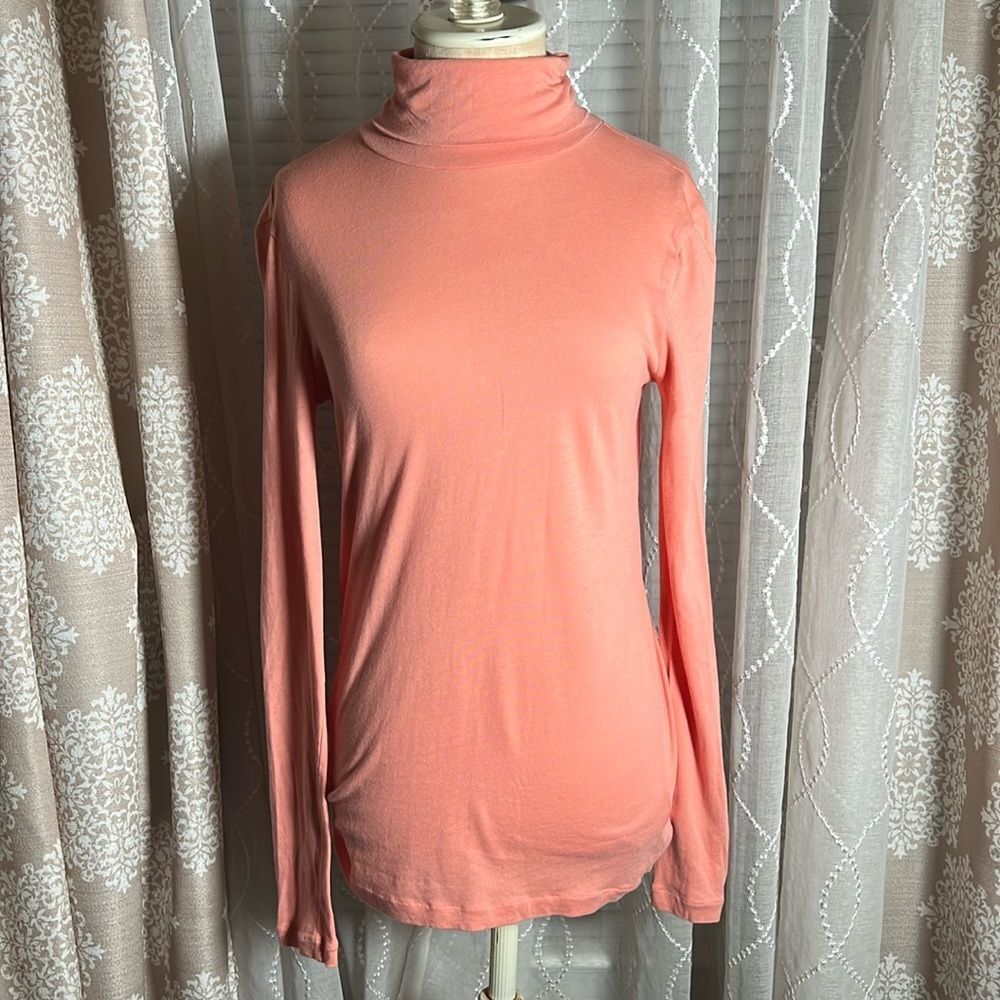 J.Crew Cotton Turtleneck Long Sleeve Tee | Light Coral | Size Small